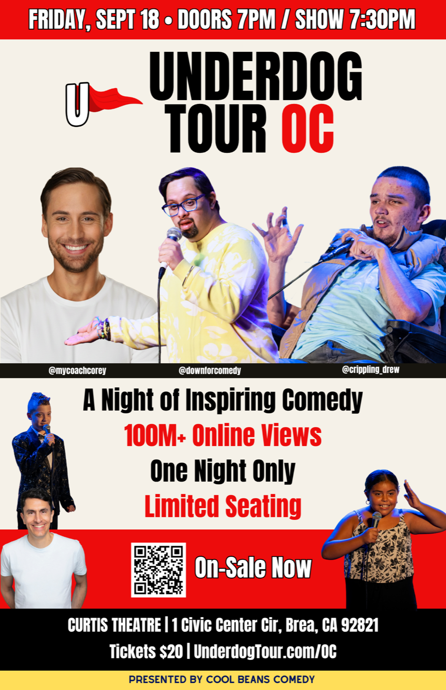 Underdog Tour OC flyer — Friday Sept 18, Curtis Theatre, doors 7PM show 7:30PM