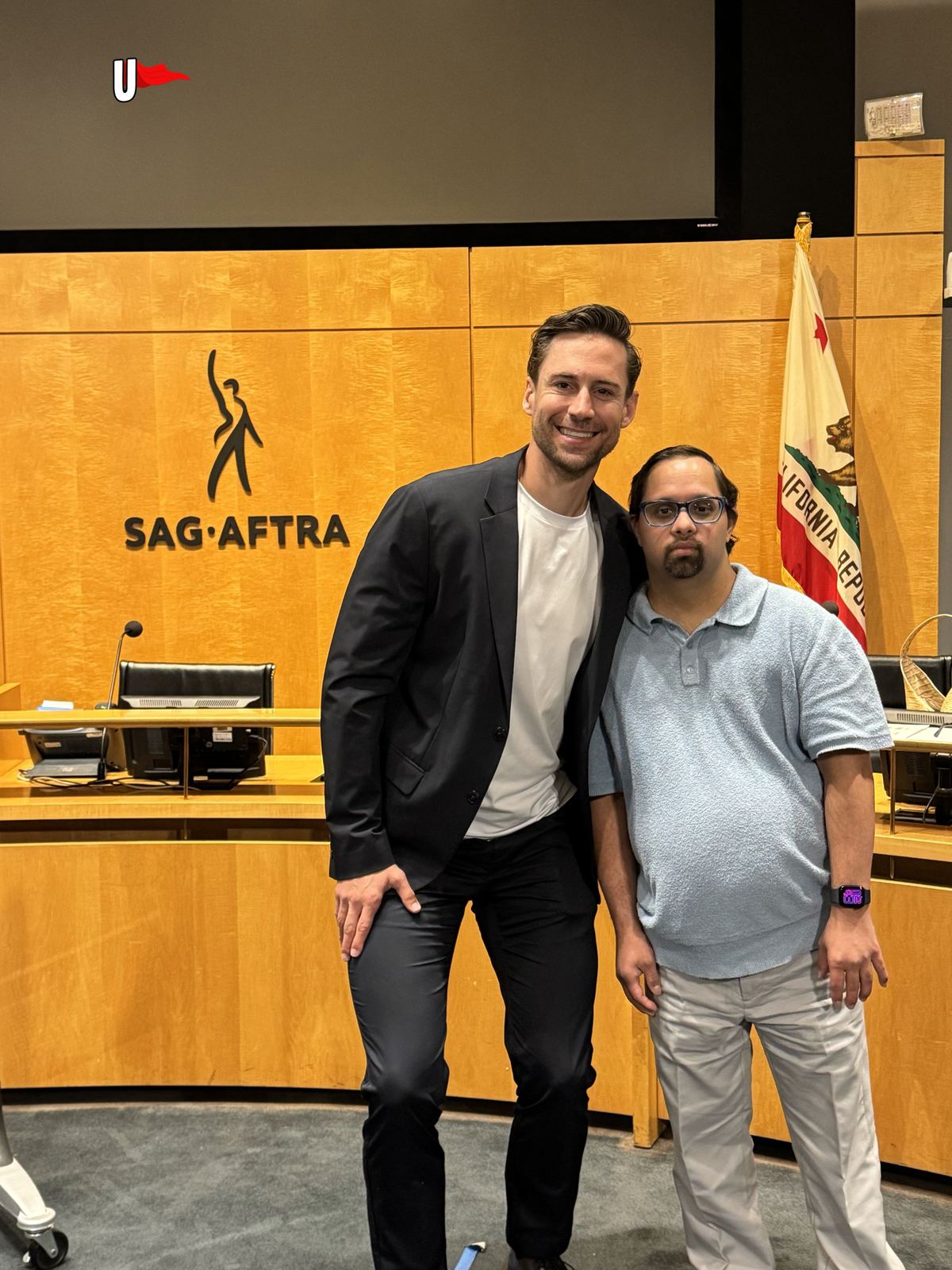 Parth with a fan at SAG-AFTRA in Hollywood, CA
